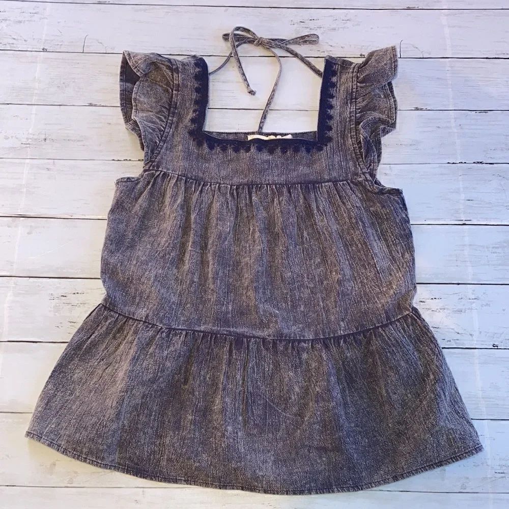 Hem & Thread Women’s Peplum Ruffled Sleeve Tank Top Shirt Size S